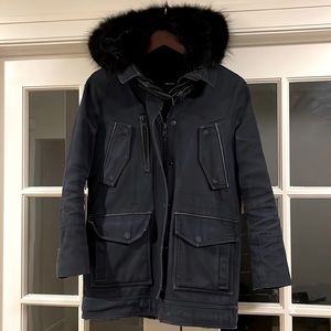 Final Price The Kooples Super Warm Denim/Fur Coat